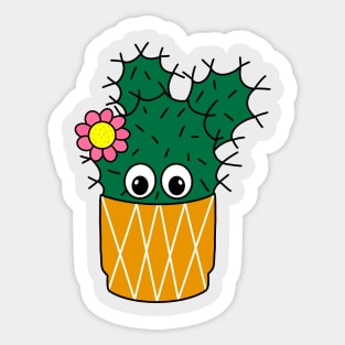 Cute Cactus Design #304: Spiky Cactus With Cute Flower Sticker